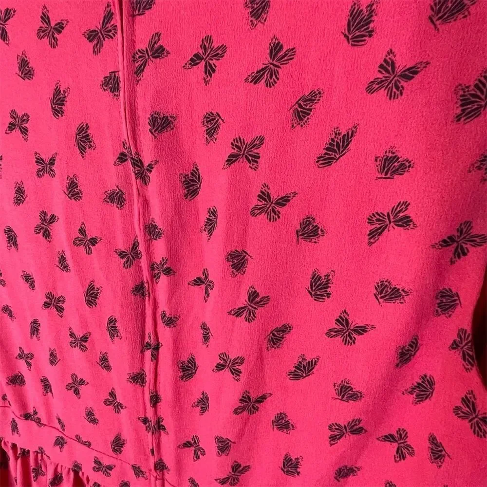Torrid Women's Plus Size 14 Pink Butterfly V-Neck Fit & Flare Dress - Picture 4 of 6